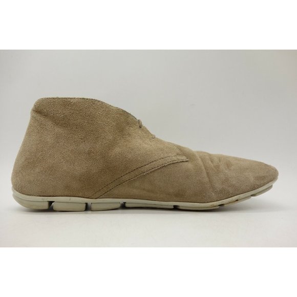 Prada Logo Beige Leather Lace Up Ankle Boots Shoes Women's 37 / 7 - Picture 6 of 12